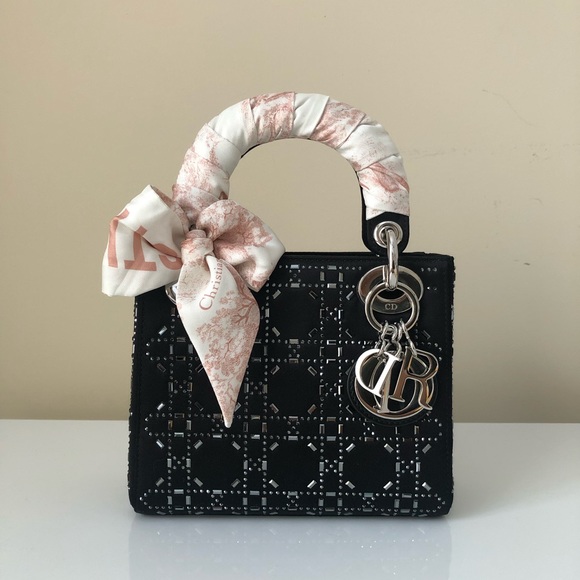 Mini Lady Dior black satin with cristals - Picture 1 of 12